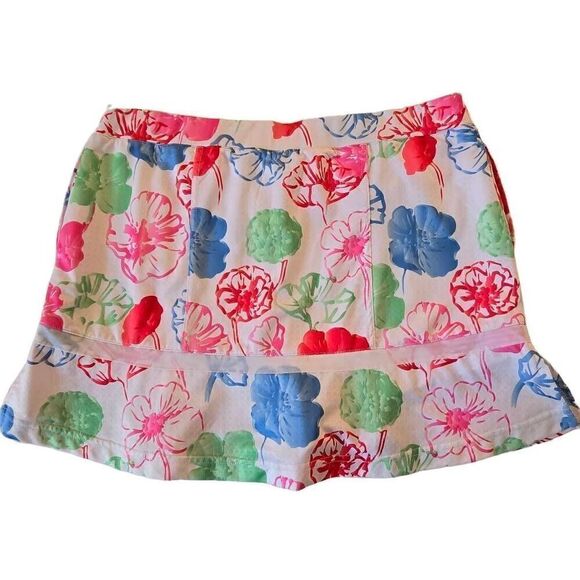 Bette & Court Womens Elastic Waist Multi-Color Floral Athletic Skort Medium - Picture 3 of 13